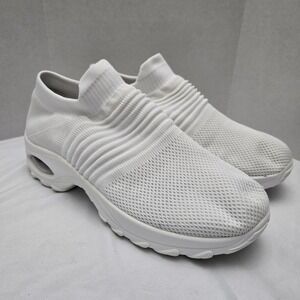 Hypersoft Slip On Sneakers Womens 10.5 White Air Cushion Insole Knit Weave Shoes